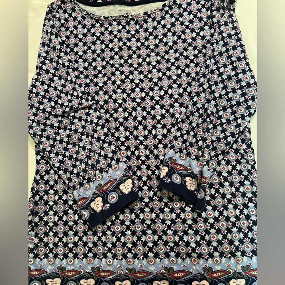 Talbots cotton/spandex patterned shirt.